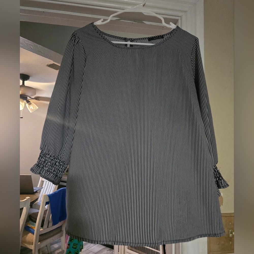 West Kei Black and White Striped Top